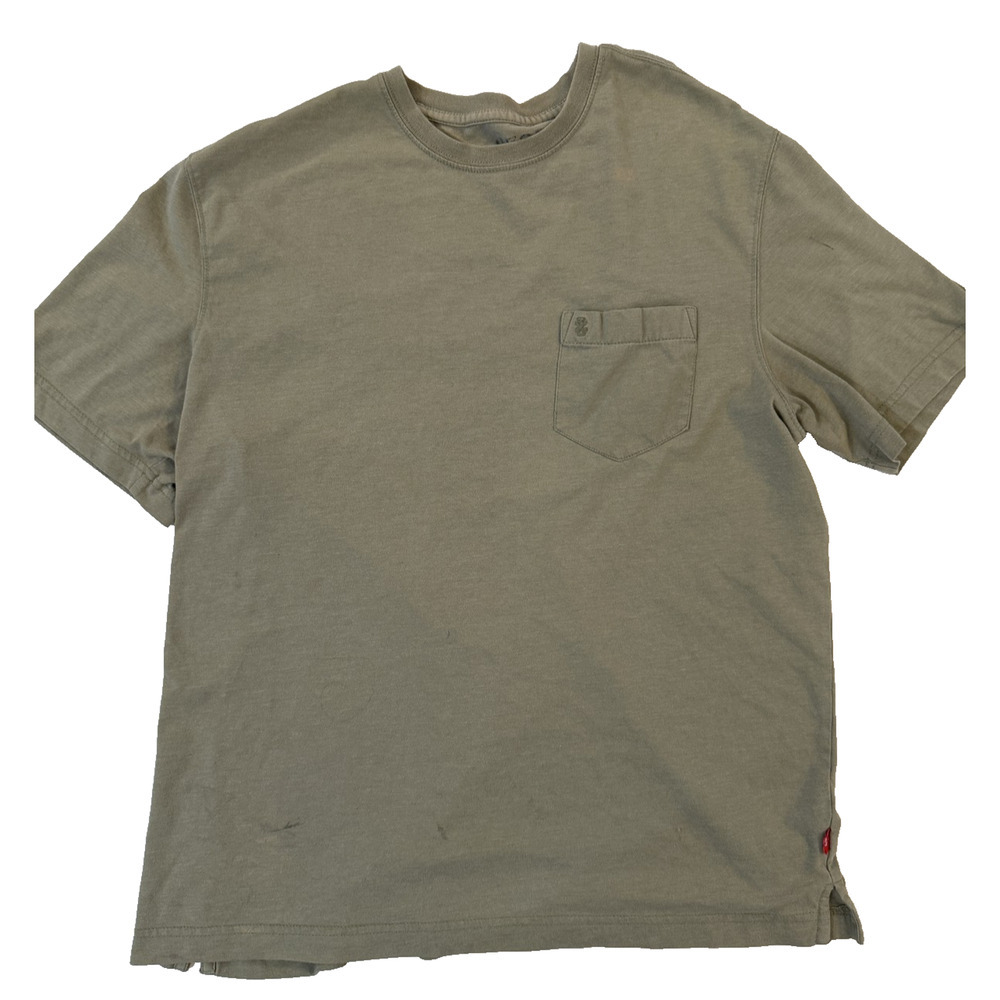 Izod Shirt Mens Medium Armyโ Green Chest Pocket Casual Short Sleeve Crewneck Tee